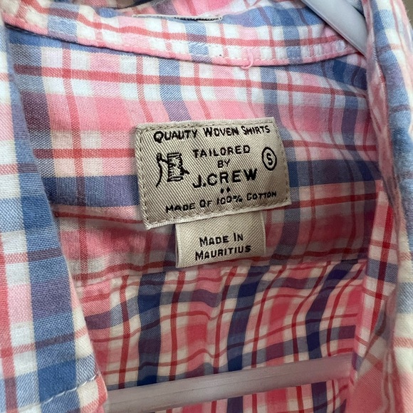 J.Crew Factory Blue Pink Plaid Button Down - Picture 2 of 7